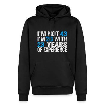 43 ans Anniversaire Drôle Idée d’anniversaire Humour 43 - Sweat à capuche Premium bio Homme - noir - Devant - Nico (187cm)