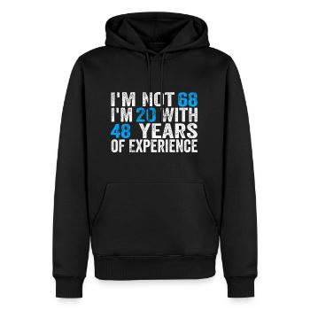 68 ans Anniversaire Drôle Idée d’anniversaire Humour 68 - Sweat à capuche Premium bio Homme - noir - Devant - Nico (187cm)