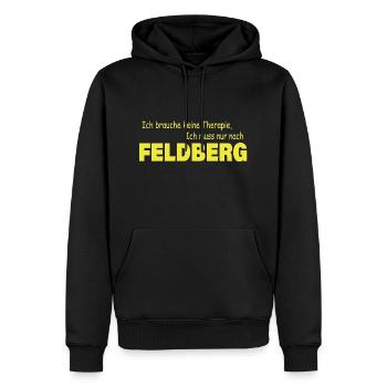 Therapie FELDBERG - Männer Premium Bio Hoodie - Schwarz - Vorne - Nico (187cm)