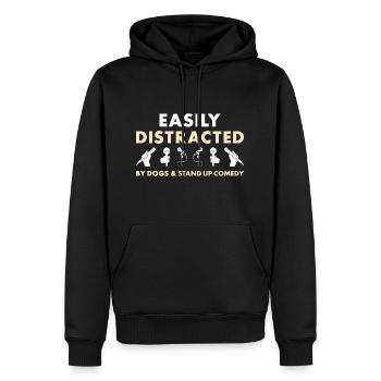 Comédien distrait par les chiens et la comédie stand-up - Sweat à capuche Premium bio Homme - noir - Devant - Nico (187cm)