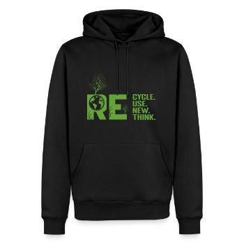 ReCycle ReUse ReNew ReThink - Männer Premium Bio Hoodie - Schwarz - Vorne - Nico (187cm)