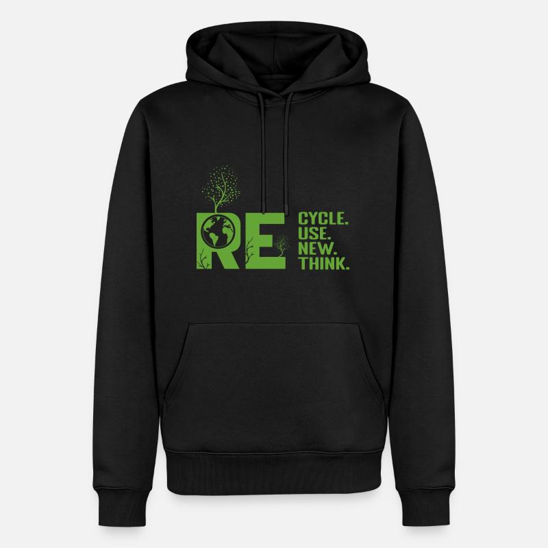 ReRecycler Réutiliser Repenser Repenser - Sweat à capuche Premium bio Homme - noir