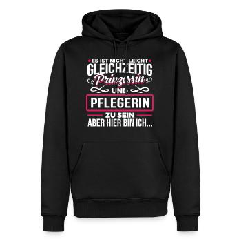 PFLEGERIN - Prinzessin - Männer Premium Bio Hoodie - Schwarz - Vorne - Nico (187cm)