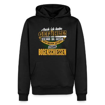 BOGENSCHIESSEN - Ich habe auch Gefühle - Männer Premium Bio Hoodie - Schwarz - Vorne - Nico (187cm)