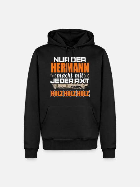 HERMANN - Holz - Männer Premium Bio Hoodie - Schwarz