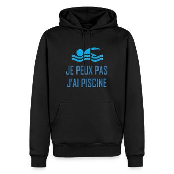 Je peux pas j'ai piscine - Sweat à capuche Premium bio Homme - noir - Devant - Nico (187cm)