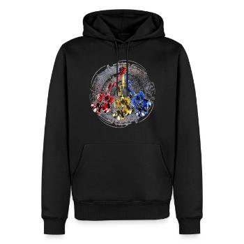 Guitar Puzzle Kreis - Männer Premium Bio Hoodie - Schwarz - Vorne - Nico (187cm)