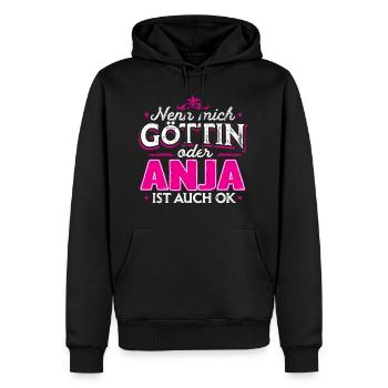 ANJA - Göttin - Männer Premium Bio Hoodie - Schwarz - Vorne - Nico (187cm)