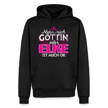 ELKE - Göttin - Männer Premium Bio Hoodie - Schwarz - Vorne - Nico (187cm)