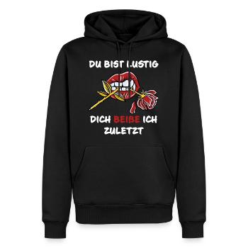 Du bist lustig dich beiße ich zuletzt Halloween - Männer Premium Bio Hoodie - Schwarz - Vorne - Nico (187cm)