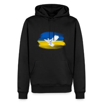 Solidarité et colombe de la paix pour l’Ukraine - Sweat à capuche Premium bio Homme - noir - Devant - Nico (187cm)