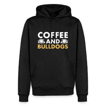 Café et bouledogue - Sweat à capuche Premium bio Homme - noir - Devant - Nico (187cm)