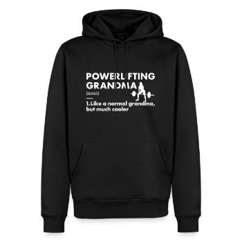 Sport Grandma Powerlifting - Men’s Premium Organic Hoodie - black - Front - Nico (187cm)