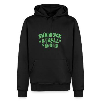 Shamrock and Roll Typography St Patricks Day Vert - Sweat à capuche Premium bio Homme - noir - Devant - Nico (187cm)