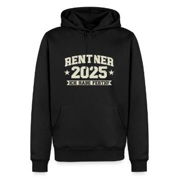 Rentner 2025 Ich habe fertig - Männer Premium Bio Hoodie - Schwarz - Vorne - Nico (187cm)