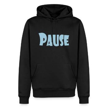 PAUSE - Männer Premium Bio Hoodie - Schwarz - Vorne - Nico (187cm)