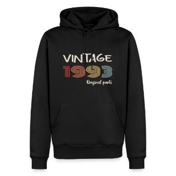 Millésime original 1993 | Cadeau d’anniversaire 1993 - Sweat à capuche Premium bio Homme - noir - Devant - Nico (187cm)