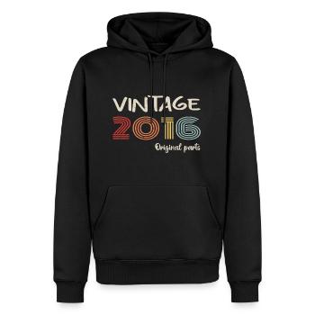 Millésime original 2016 | Cadeau d’anniversaire 2016 - Sweat à capuche Premium bio Homme - noir - Devant - Nico (187cm)