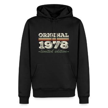 Legende seit 1978 Geboren 1978 Geburtstag 1978 - Männer Premium Bio Hoodie - Schwarz - Vorne - Nico (187cm)