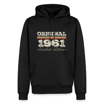 Legende seit 1961 Geboren 1961 Geburtstag 1961 - Männer Premium Bio Hoodie - Schwarz - Vorne - Nico (187cm)