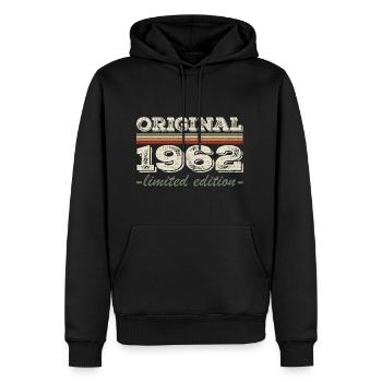 Légende depuis 1962 Né en 1962 Anniversaire 1962 - Sweat à capuche Premium bio Homme - noir - Devant - Nico (187cm)