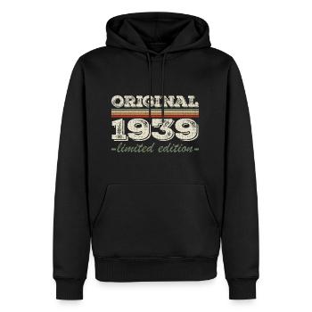 Légende depuis 1939 Né en 1939 Anniversaire 1939 - Sweat à capuche Premium bio Homme - noir - Devant - Nico (187cm)