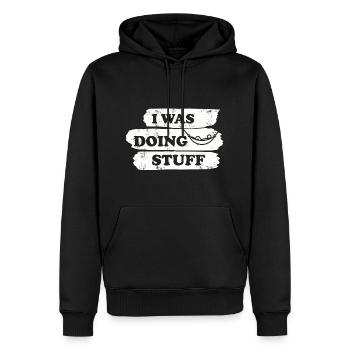 I was doing stuff - Hammock vintage - Men’s Premium Organic Hoodie - black - Front - Nico (187cm)