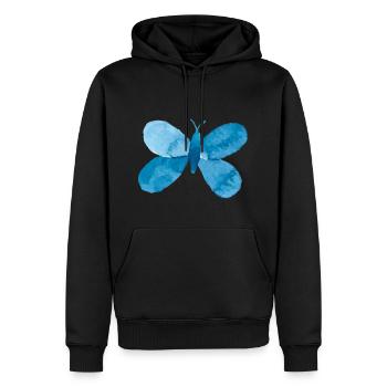 Blauer Schmetterling - Männer Premium Bio Hoodie - Schwarz - Vorne - Nico (187cm)