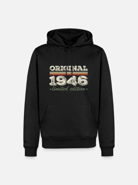 Legenda vuodesta 1946 Syntynyt 1946 Syntymäpäivä 1946 - Premium luomulaatuinen miesten huppari - musta