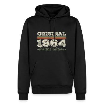 Légende depuis 1964 Né en 1964 Anniversaire 1964 - Sweat à capuche Premium bio Homme - noir - Devant - Nico (187cm)