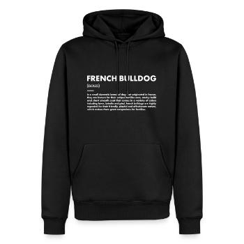 Définition du bouledogue français - Sweat à capuche Premium bio Homme - noir - Devant - Nico (187cm)