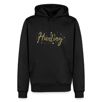Chasse au chasseur - Sweat à capuche Premium bio Homme - noir - Devant - Nico (187cm)