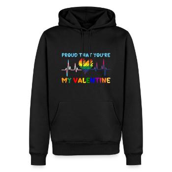 Saint-Valentin Lgbt 14 février Gay Lesbienne ECG - Sweat à capuche Premium bio Homme - noir - Devant - Nico (187cm)