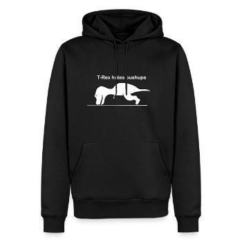 T-Rex a des pressions - Sweat à capuche Premium bio Homme - noir - Devant - Nico (187cm)