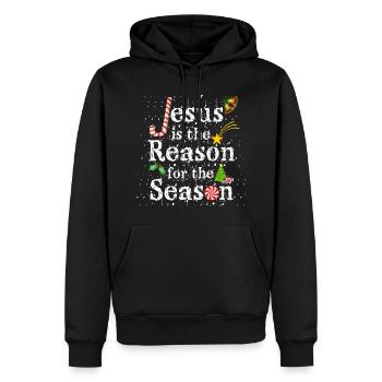 JESUS REASON SEASON WEIHNACHTS GESCHENKE NIKOLAUS - Männer Premium Bio Hoodie - Schwarz - Vorne - Nico (187cm)