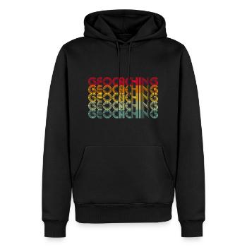 Geocaching Retro Design - Männer Premium Bio Hoodie - Schwarz - Vorne - Nico (187cm)