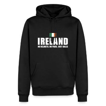 Pas de casques pas de coussinets juste des ballons Irlande Rugby - Sweat à capuche Premium bio Homme - noir - Devant - Nico (187cm)