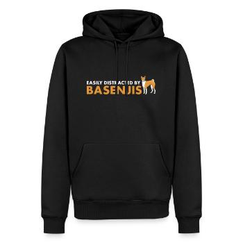 Chien facilement distrait par Basenji - Sweat à capuche Premium bio Homme - noir - Devant - Nico (187cm)