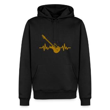 Herzschlag Gitarre - Rock 'n' Roll Punk Band Metal - Männer Premium Bio Hoodie - Schwarz - Vorne - Nico (187cm)