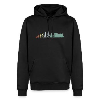 Trainspotter Evolution - Männer Premium Bio Hoodie - Schwarz - Vorne - Nico (187cm)