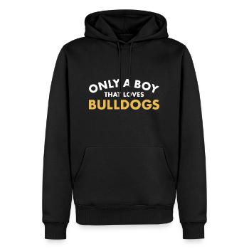 Seulement un garçon qui aime Bulldog - Sweat à capuche Premium bio Homme - noir - Devant - Nico (187cm)