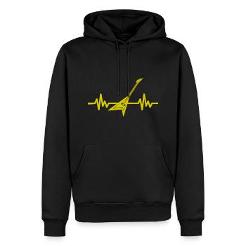Herzschlag Gitarre - Rock 'n' Roll Punk Band Metal - Männer Premium Bio Hoodie - Schwarz - Vorne - Nico (187cm)