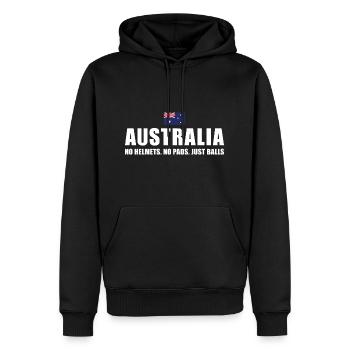 No Helmets No Pads Just Balls Australia Rugby - Männer Premium Bio Hoodie - Schwarz - Vorne - Nico (187cm)