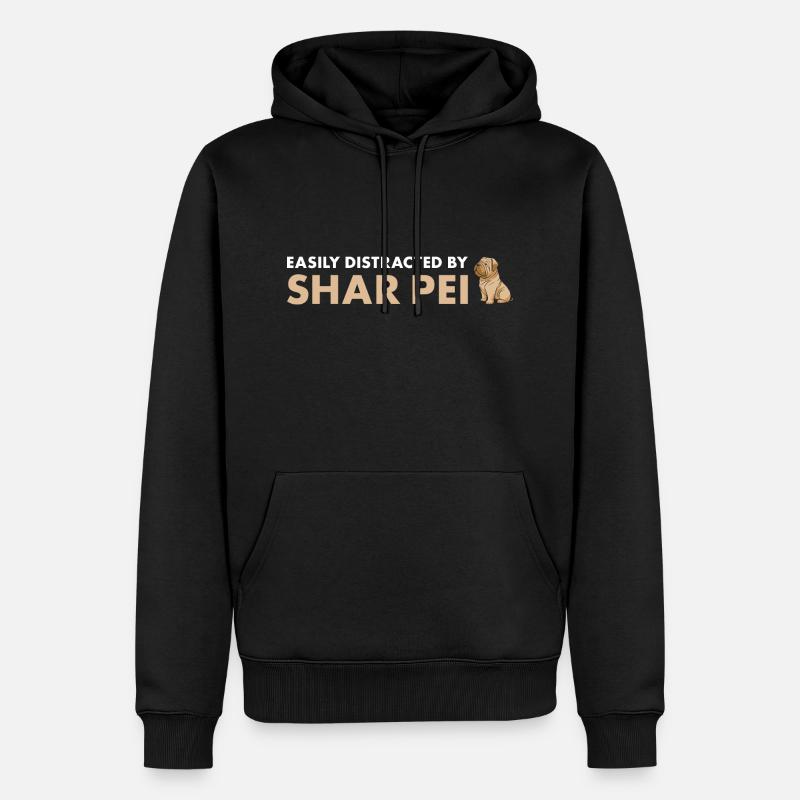Easily Distracted By Shar Pei - Men’s Premium Organic Hoodie - black