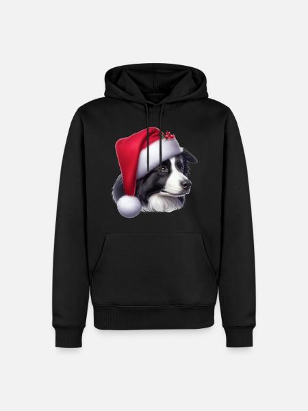 Border Collie Weihnachtsmann - Männer Premium Bio Hoodie - Schwarz