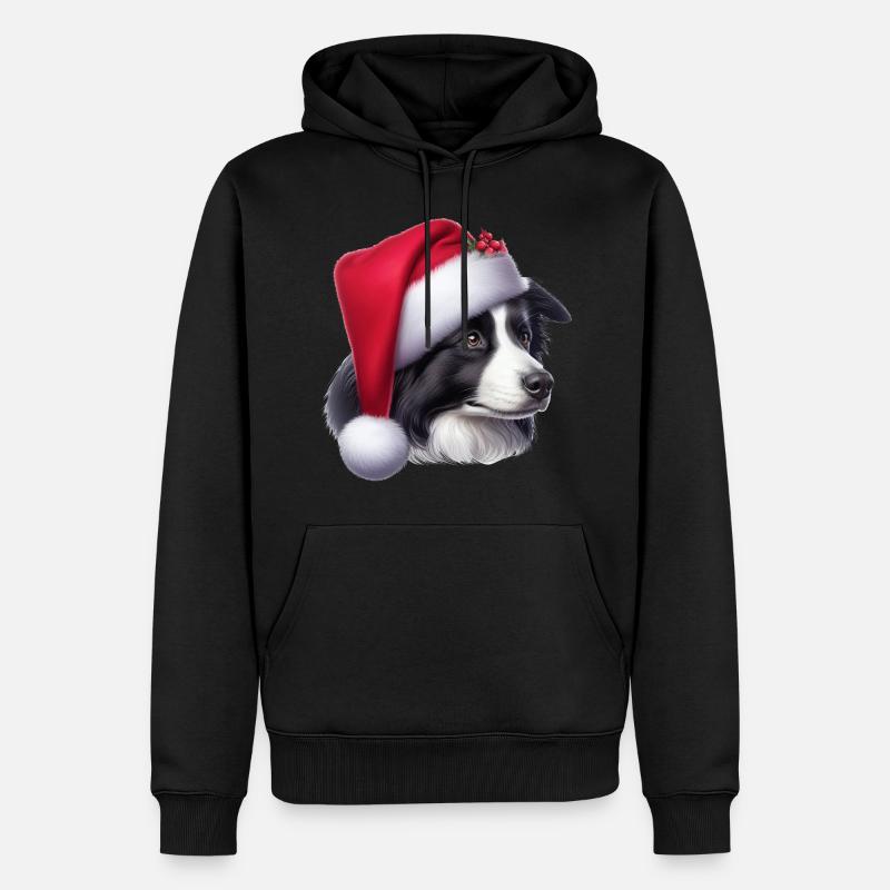 Border Collie Weihnachtsmann - Männer Premium Bio Hoodie - Schwarz