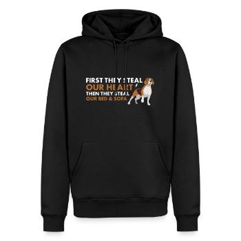 D’abord, ils volent notre cœur Beagle - Sweat à capuche Premium bio Homme - noir - Devant - Nico (187cm)
