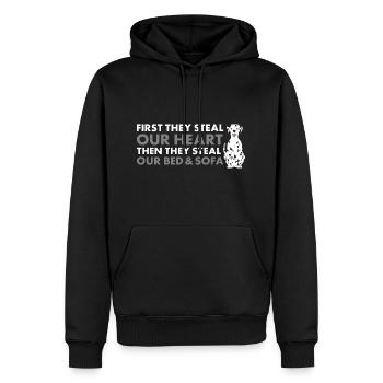 Ils volent notre cœur Dalmatien - Sweat à capuche Premium bio Homme - noir - Devant - Nico (187cm)