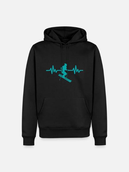Heartbeat Skiing Ski freestyle - Men’s Premium Organic Hoodie - black