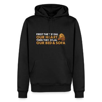 Le chien d’abord, ils volent notre cœur Corgi - Sweat à capuche Premium bio Homme - noir - Devant - Nico (187cm)